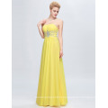 Grace Karin Strapless Sweetheart Chiffon Long barato Padrão De Vestido De Baile Amarelo CL6002